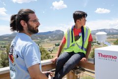 David Heermance (left) and Elijah Martinez enjoy the view at the Ute 3 air monitoring station located approximately 10 miles southwest of Durango.