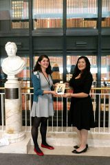 Tanaya Winder stands besides Francesca Fuentes of the British Library in London, England. During a trip abroad, Winder was able to deposit her debut poetry collection “Words Like Love” into the three major libraries in the UK.