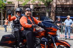 Bikers flash a smile during the Four Corners Motorcycle Rally parade on Saturday, Sept. 3.