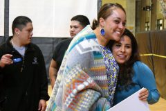 Lindsay Box (center) was presented a blanket and wished well from fellow Boys & Girls Club staff, as she left BGC for a position in Council Affairs as the Communications Specialist where she will manage Tribal Council communication and public relations.