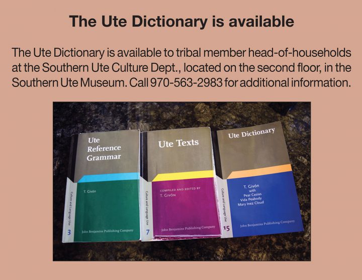 Ute Dictionary available The Southern Ute Drum