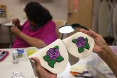 Evalyn Russell shares her latest beadwork project, a set of beaded roses, which will adorn a pair of traditional Ute moccasins. 