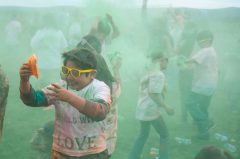 A grand finale of color and excitement filled the athletic field at Ignacio’s Middle School as students tossed individual color packets into the air following the event countdown.  