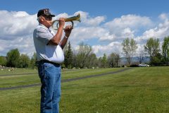 Commander of the Southern Ute Veterans Association, Howard Richards Sr. plays ‘taps’ during the dedication of the Veteran’s Memorial on Saturday, May 29. 