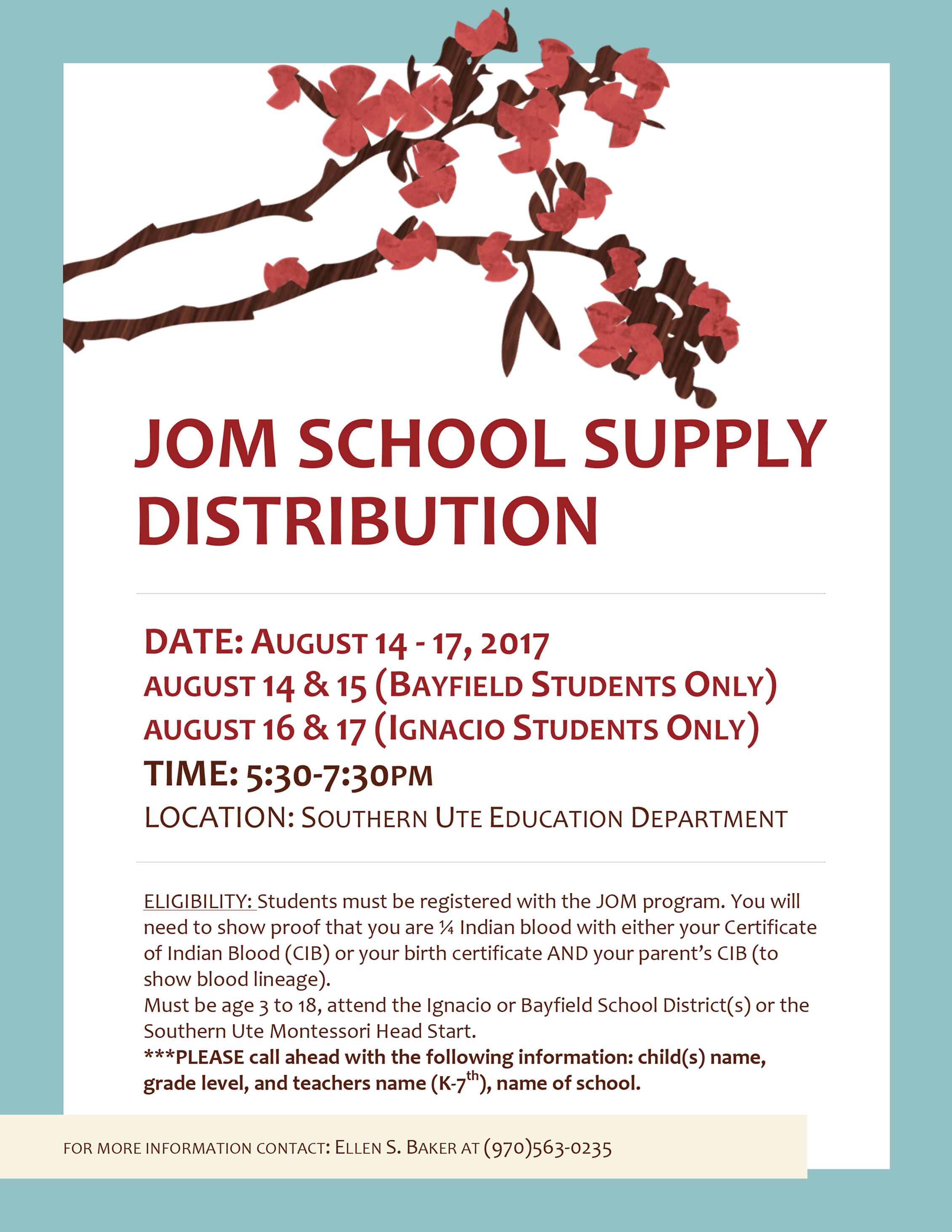 The Southern Ute Drum JOM School Supply Distribution