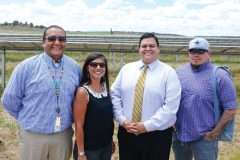 Members of the Southern Ute Tribal Council: Kevin Frost, Lorelei Cloud, Adam Red and Tyson Thomson attend the Oxford Solar Plant dedication ceremony Monday, July 24. The solar array is situated near Oxford, Colo. off of Hwy 172. 