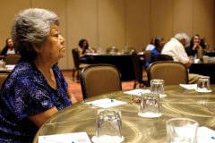 Southern Ute elder, Evalyn Russell was among the tribal members who attended the Blue Stone Strategy Group’s informational meeting at the Sky Ute Casino & Resort, Monday, Aug. 28. 
