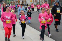 Erika Atencio, Alyssa Atencio, Ada Renee Cruz, Aletza Flores, Aspen Naranjo and Joe Naranjo start the Girls on the Run 5K run at Three Springs in Durango, Saturday, Nov. 4.