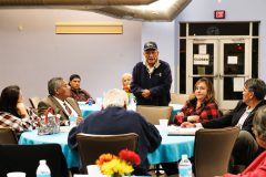 Southern Ute elder Dr. James Jefferson gives insight and knowledge about tribal politics at the Southern Ute Grassroots Organization meeting held at the Southern Ute Multi-Purpose Facility on Wednesday, Dec. 13.