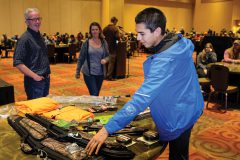 Southern Ute tribal member Jonas Nanaeto was among those who won raffle prizes during the Cow Elk Hunt orientation on Friday, Jan. 5 at the Sky Ute Casino Resort.