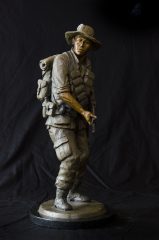 ‘The Point Man’ statuette is now on display in the Southern Ute Museum’s Welcome Gallery for all to see. The expertly detailed statue of a Native American soldier in Vietnam, was created by renowned Native American artist, Orland C. Joe, as a commissioned project by the Southern Ute Veteran’s Association. 