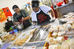 Shiann Wartman (left) and Karen Washington keep busy cooking and selling their baked goods at the Southern Ute Multi-Purpose Facility from Jan. 29-30. The proceeds from the bake sale will be used towards the Multi Purpose’s Valentines Dance to be held Friday, Feb. 9.