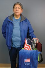 Southern Ute elder and Vietnam Veteran, Rod Grove received a gift box from the La Plata Electric Association (LPEA) during a recent visit to the VA Medical Clinic, Tuesday, Jan. 16. The gift set was dubbed as a ‘big green box of cheer’ and given to veterans of the armed forces as a token of appreciation by the LPEA.