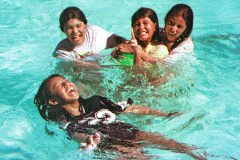20 Years Ago: The Southern Ute Recreation Division took spring breakers Jeanette Frost, April Watts, Sarah Alires and Molly Bent to the Trimble Hot Springs to splash around in the swimming pool. 
This photo first appeared in the March 27, 1998, edition of The Southern Ute Drum.
