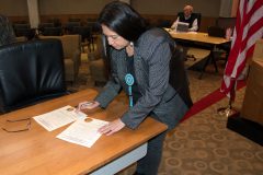 Southern Ute Chairman, Christine Sage signs a proclamation on Tuesday, April 24 acknowledging May as Mental Health Month for the Southern Ute Indian Tribe.