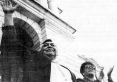30 Years Ago – Southern Ute Chairman Leonard C. Burch waves to crowd at Awards Ceremony.
This photo first appeared in the June 24, 1988, edition of The Southern Ute Drum.