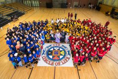 307 student athletes, along with coaches and royalty from all three Ute tribes, gathered at the SunUte Community Center, in their respective colors — Red, Blue and Yellow, following the opening ceremonies for Tri-Ute Games, Tuesday, May 29. 