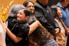 2018 graduate, Lela Rosa is all smiles as she hugs Councilwoman Casias at the graduation banquet. 