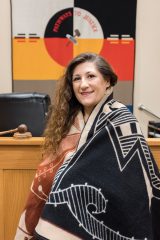 Chief Judge for the Southern Ute Indian Tribe, Chantel Cloud wrapped in a Pendleton blanket, bids a warm farewell as she exits the bench. Friday, Aug. 24, was her last day serving at Tribal Court. 