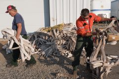 Firefighting crews wrap up operations on the Southern Ute Reservation Sambrito Creek Fire on Friday, Aug. 10, teams worked together at Bureau of Indian Affairs, Southern Ute Agency to wash dozens of hoses and other equipment used in the firefighting efforts. 