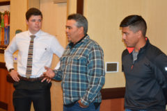 Shane Seibel (center) and son Trae prepare to sing a song for Calvin Millich, who served two years in Guatamala as part of the The Church of Jesus Christ of Latter-day Saints’ missionary program. Speaking of his two-year service Calvin said, “I return from a place of humble people. Who lived on dirt floors.” Calvin continued, “what I learned the most was charity. Charity is the pure love of Christ. Charity changes the way we treat someone. Charity changes the ways of people’s lives.” Calvin will be attending the Utah Valley University. A homecoming was held in the John Williams Room at the Sky Ute Casino Resort, Sunday, Oct. 14 which was attended by family and friends of returning Calvin.