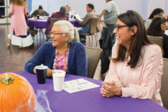 Neida Chakee and Southern Ute Councilwoman Lorelei Cloud share a laugh while waiting to eat at the Elder’s Celebration dinner on Monday, Oct. 29. 