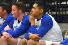 Now suiting up for Denver-based Johnson & Wales University, IHS alum Kai Roubideaux focuses on the action during JWU’s Nov. 23 game in Colorado Springs versus George Fox University.