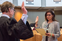 Lorelei Cloud takes the oath of office on Tuesday, Dec. 5 in the Southern Ute Tribal Council Chambers. This will be Cloud’s second term serving on the Southern Ute Tribal Council as the treasurer. 

