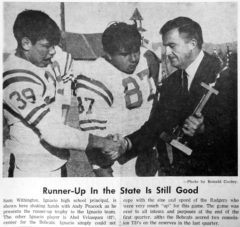 In addition to running a picture of their victorious Limon Badgers receiving the first-place trophy, the Nov. 28, 1968, Limon Leader also ran this picture (taken by then-publisher Ronald Cooley) on page nine as part of its extensive coverage.
