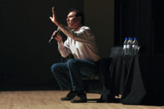 Native American actor Wes Studio, of the Cherokee Nation, graces the stage at Fort Lewis College in Durango, Colo. 