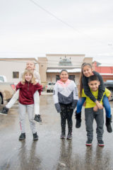 BGC members, Myla Goodtracks, Aspen Naranjo, Maliyah Martinez, Alahna Cundiff and Gabe Archuleta share laughs after leaving Farmers Fresh where they picked up the check for their Valentines Heart fundraiser.  100 percent of donations help the BGC and its members. 