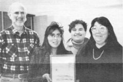 30 Years Ago: Southern Ute Housing Authority (SUHA) staff proudly displays their “IHA’s with 10%” certificate of appreciation signed by Grady Franklin Maples, Regional Administrator Regional Housing Commission. The Southern Ute Public Housing Authority was one of six Housing Authorities to receive this certificate. These IHA’s in Regional VIII have decreased their TAR’s by 10 percent or more from October 1, 1987 to September 30, 1988. This remarkable achievement means that the IHA’s also have funds to achieve their other goals. These IHA’s are quickly becoming some of the best HIS in the Region. Congratulations to the Housing staff: Robert Erickson, Lark Goodtracks, Leona Brown, Tina Rock and other Housing staff members.
This photo first appeared in the Feb. 3, 1989, edition of The Southern Ute Drum.