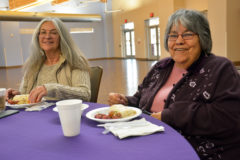 Elders enjoyed a meal together in the Southern Ute Multi-Purpose Facility, on Friday, March 8. The meal consisted of hand-made breakfast burritos, fresh fruit and coffee. Nicki Griffin and Pearl Casias enjoy each other’s company during their brunch.