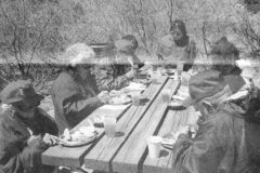 20 Years Ago – Southern Ute Elders enjoy their picnic lunch at the Target Tree Campground. Earlier in the day, Southern Ute Elders toured the Red Willow Production facilities on the west side of the reservation. 
This photo first appeared in the April 23, 1999, edition of The Southern Ute Drum.