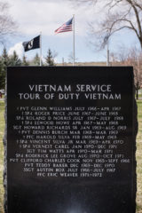 Etched in marble, the names of Southern Ute Vietnam Veterans are memorialized at the Southern Ute Veterans Memorial Park, Ignacio, Colo.