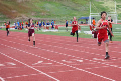 Ignacio Middle School hosted the 2019 San Juan Middle School Meet, Tuesday, May; athletes from nine different schools competed. Nate Hendren runs for the finish line.
