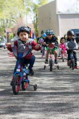 Landon Miles leads his class to the old Sky Ute Casino parking lot so they can all participate in the annual Bike Rodeo on Wednesday, May 8. 