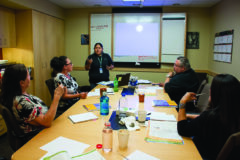 Executive Assistant for Tribal Services, Precious Collins, who was recently certified in Youth Mental Health First Aid, trains some of the Tribal Services Department on Wednesday, May 1. Collins is one of two instructors in the area who is certified to teach the Youth Mental Health First Aid training. 