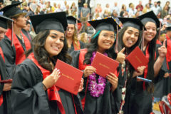 Ladycats power, Chonita Valdez, Samara O’John, Izabella Cloud and Reyna Cruz share their diplomas and excitement.
