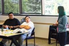 Alyssa Jojola (right) trains tribal employees in the Buckskin Charlie room at the Leonard C. Burch building on Monday, June 24. Terrance Barry and Nicholas Sanchez were among those who received the training. The purpose of this training was to educate employees of the Southern Ute Indian Tribe about mental health.
