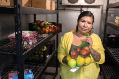 Food Distribution Program Manager, Deanna Frost emphasizes a healthy diet with the program's goals of providing more fresh produce, including fresh farm eggs.