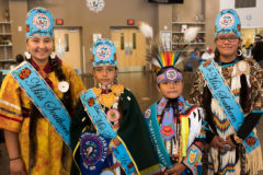 The 2018-2019 Southern Ute Royalty stand for a formal portrait during the Royalty Pageant at the Multi-Purpose Facility.