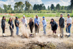 Southern Ute employees, directors and council members break ground on the new Southern Ute settling pond on Wednesday, Sept. 11. 

