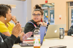 Kristi Sage expresses her thoughts and ideas during the first planning meeting for Missing and Murdered Indigenous Women (MMIW), suicide prevention and domestic violence prevention, which took place on Friday, Oct. 11 at the Multi-Purpose Facility. 