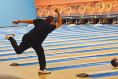 Terrance Whyte puts his talents on the boards as he aims for a strike during the Strike Out Cancer Bowling Extravaganza at the Rolling Thunder Lanes of the Sky Ute Casino Resort, Tuesday, Oct. 15. The event brought bowlers of all levels together on the bowling lanes for fun during their lunch hour.