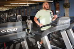 SunUte Fitness Director, Abel Velasquez jogs on a treadmill at the SunUte Community Center. The new 24/7 Fitness program will allow members access to the workout equipment around the clock. 