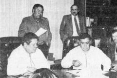 The Southern Ute Tribal Council traveled to Phoenix, Arizona to meet with the Navajo Water Commission on problems that concern both the Southern Ute and Ute Mountain Ute Tribes on January 6, 1980. Chairman Leonard C. Burch gave input on the Animas-La Plata project in Colorado.  