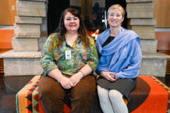 Shelly Thompson, the new Cultural Preservation Department Director and the new Southern Ute Museum Director, Susan Cimburek sit for a photo together in the welcome area of the museum on Tuesday, Jan. 28. 