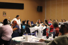 Elena Giacci, the instructor for the 2020 Historical Trauma Training held at the Ute Mountain Ute Casino Tuesday, March 10 — Wednesday, March 11, gathers envelopes from participants before getting started on a group activity aimed at teaching the importance of consent. 