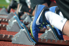 Ignacio High School Track & Field sprinters prepare to burst out of the starting blocks during a 2019 practice.  Tuesday morning, April 21, CHSAA chose to officially cancel Spring 2020 sports, erasing any last hopes the Bobcat thinclads had of a shortened season.